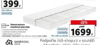 Lidl 7zónová matrace z komfortní pěny vahu nabídka