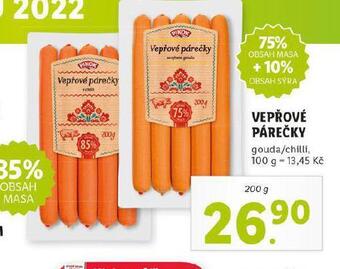 Lidl Vepřové párečky nabídka
