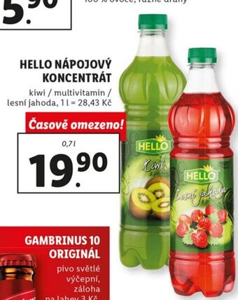 Lidl Hello nápojový koncentrát 0,7l nabídka