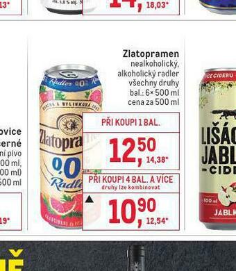 Makro Pivo zlatopramen nealko nabídka