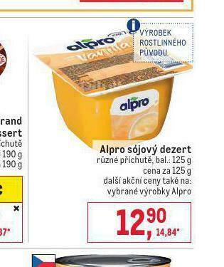 Makro Alpro sójový dezert nabídka