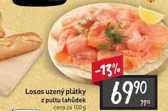 Billa Losos uzený plátky z pultu lahůdek cena za 100 g nabídka