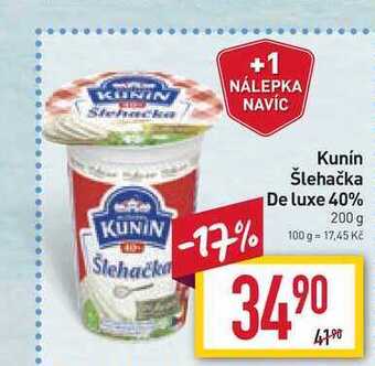 Billa Kunín šlehačka de luxe 40% 200 g nabídka