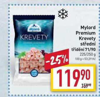 Billa Mylord premium krevety střední třídění 71/90 225/250 g nabídka