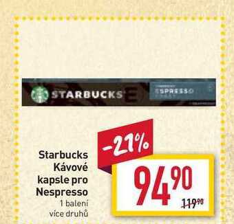 Billa Starbucks kávové kapsle pro nespresso 1 balení nabídka