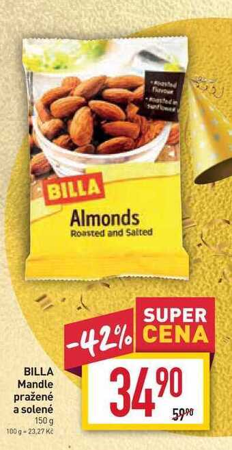 Billa Billa mandle pražené a solené 150 g nabídka