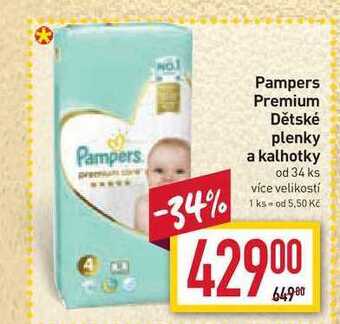 Billa Pampers premium dětské plenky a kalhotky od 34 ks nabídka