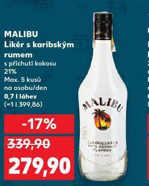 Kaufland Malibu likér s karibským rumem nabídka