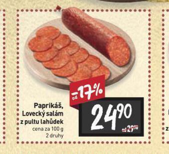 Billa Paprikáš nabídka
