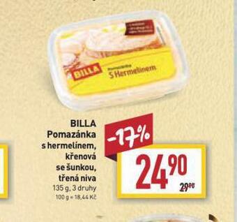 Billa Pomazánka třená niva nabídka