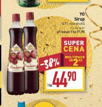 Billa Yo sirup nabídka