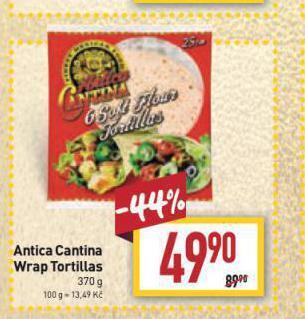 Billa Antica cantina wrap tortilla nabídka