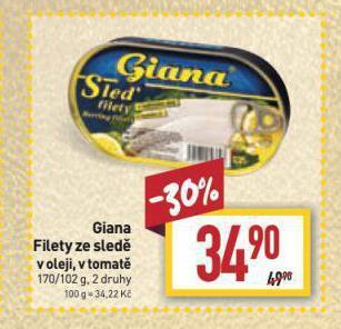 Billa Giana filety ze sledě nabídka