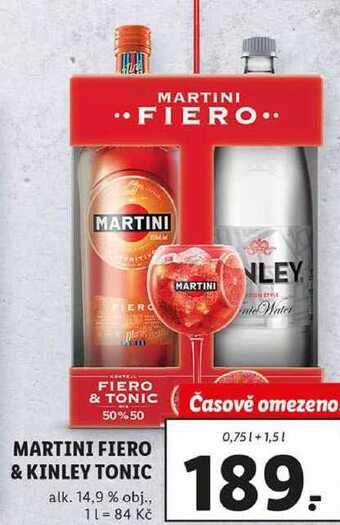 Lidl Martini fiero & kinley tonic, 0,75 l + 1,5 l nabídka