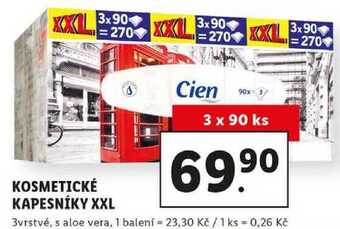 Lidl Kosmetické kapesníky xxl, 3x 90 ks nabídka