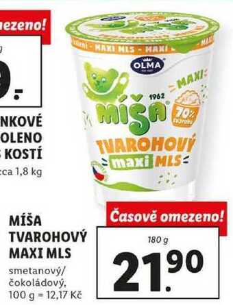 Lidl Míša tvarohový maxi mls, 180 g nabídka