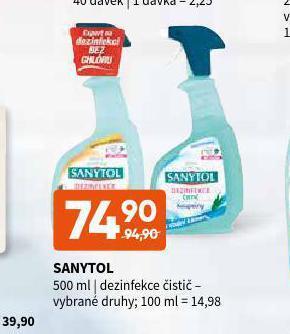 Terno Sanytol dezinfekce čistič nabídka