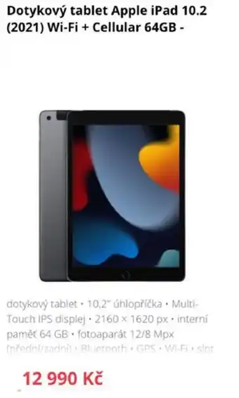 Apple iPad 10,2 (2021) Wi-Fi + Cellular 64GB Dotykový tablet
