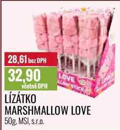 Ratio Lízátko marshmallow love 50g nabídka