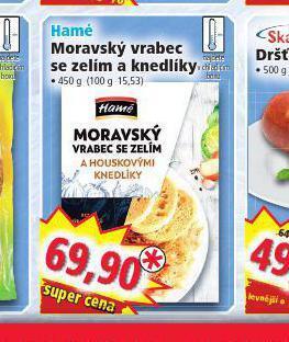 Norma Hamé moravský vrabec se zelím a knedlíky nabídka