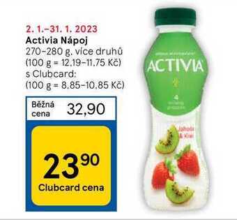 Tesco Activia nápoj 270-280 g nabídka