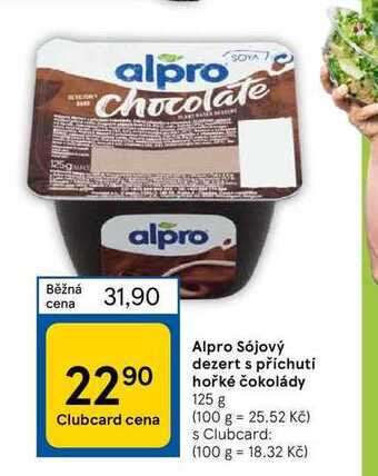 Tesco Alpro sójový dezert s příchutí hořké čokolády 125 g nabídka