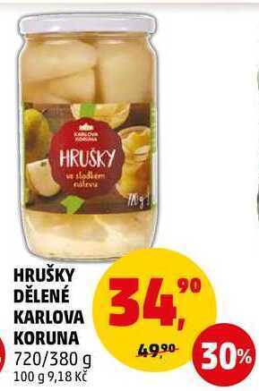 Penny Market Hrušky dělené karlova koruna, 720 g nabídka
