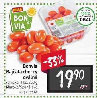 Billa Bonvia rajčata cherry oválná vanička, 1 ks, 250 g nabídka