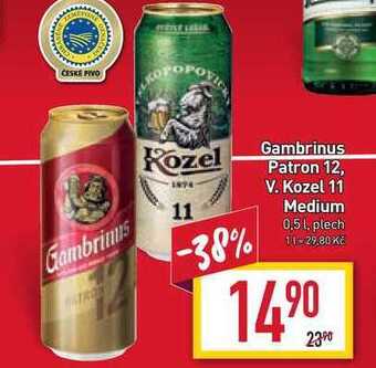 Billa Gambrinus patron 12 0,5 l, plech nabídka