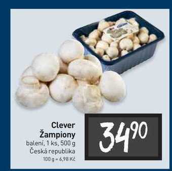 Billa Clever žampiony balení, 1 ks, 500 g nabídka