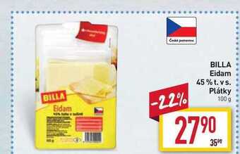 Billa Billa eidam 45% t. vs. plátky 100 g nabídka