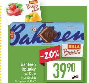 Billa Bahlsen oplatky od 100 g nabídka