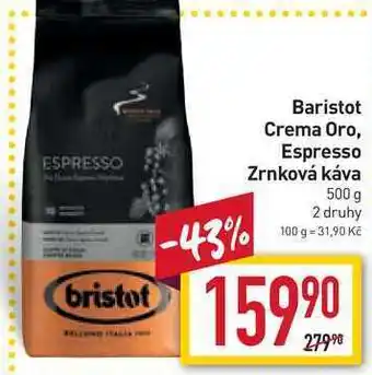 Billa Baristot crema oro zrnková káva 500 g nabídka