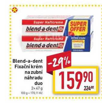Billa Blend-a-dent fixační krém na zubní náhradu duo 2x 47 g nabídka