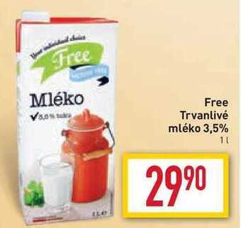 Billa Free trvanlivé mléko 3,5% 1l nabídka