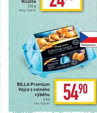 Billa Billa premium vejce z volného výběhu 6 ks nabídka
