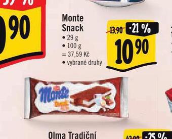 Albert Monte snack nabídka