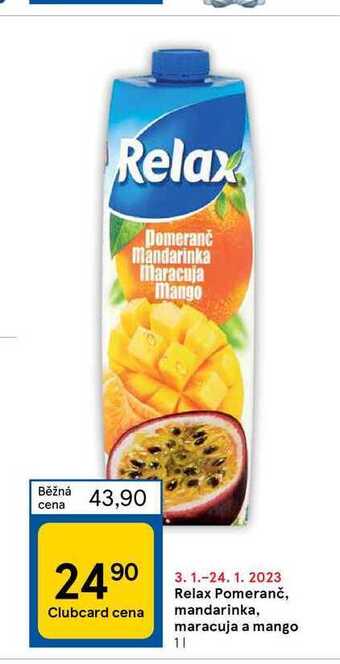 Tesco Relax pomeranč, mandarinka, maracuja a mango 11 nabídka