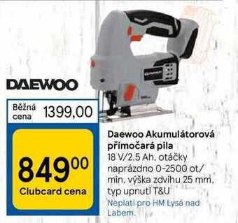 Tesco Daewoo akumulátorová přímočará pila nabídka
