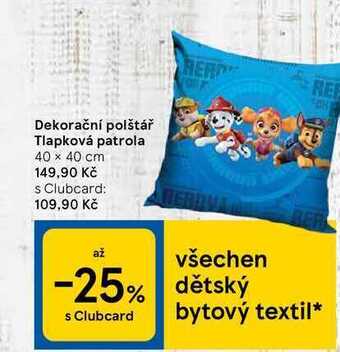 Tesco Dekorační polštář tlapková patrola nabídka