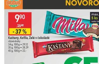 Globus Kaštany, kofila, želé v čokoládě nabídka