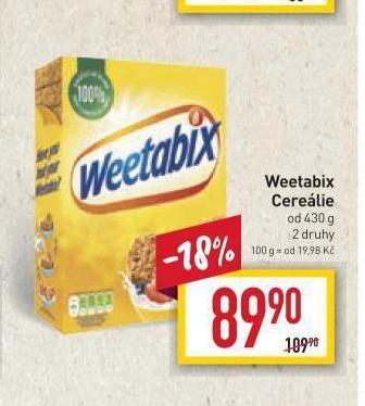 Billa Weetabix cereálie nabídka