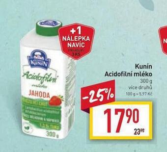 Billa Kunín acidofilní mléko nabídka