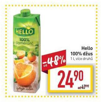 Billa Hello 100% džus nabídka