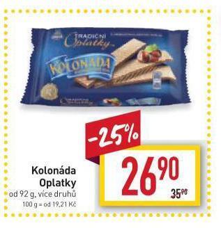 Billa Kolonáda oplatky nabídka