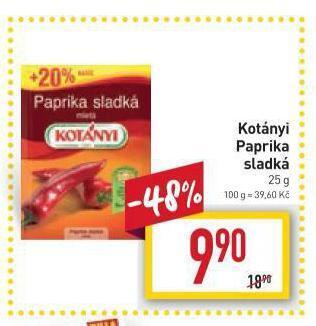 Billa Kotýnyi paprika nabídka