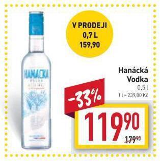 Billa Hanácká vodka nabídka