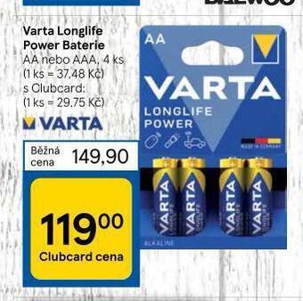 Tesco Varta longlife power baterie nabídka
