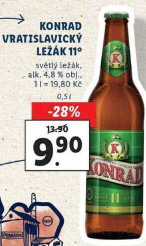 Lidl Konrad vratislavický ležák 11°, 0,5 l nabídka
