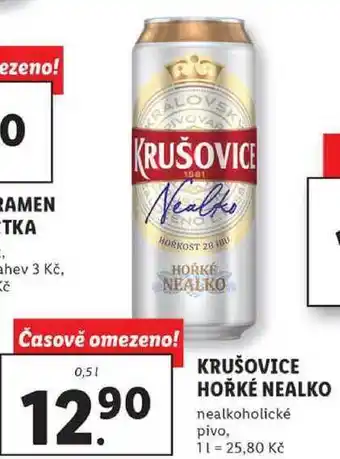 Lidl Krušovice horké nealko, 0,5 l nabídka